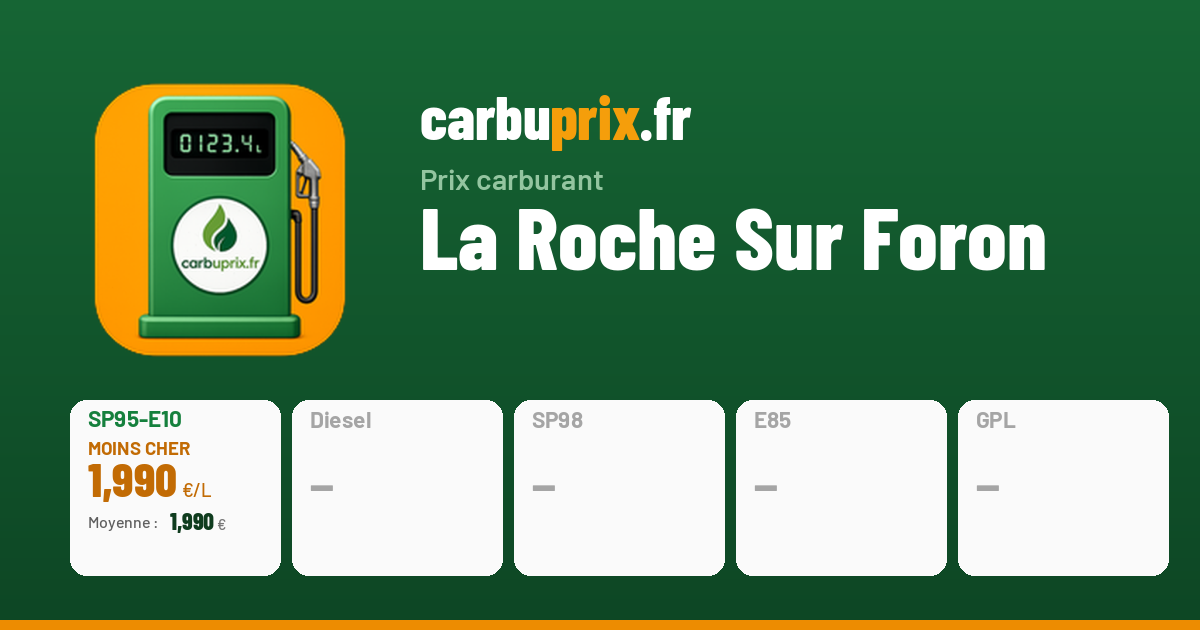 Prix Diesel (Gazole B7) La Roche Sur Foron : dès 2,159 €/L aujourd'hui ...